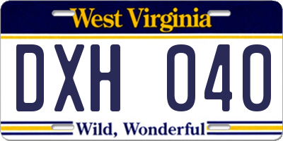 WV license plate DXH040
