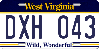 WV license plate DXH043