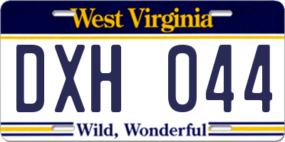 WV license plate DXH044