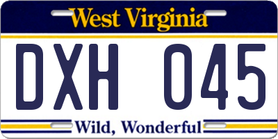 WV license plate DXH045