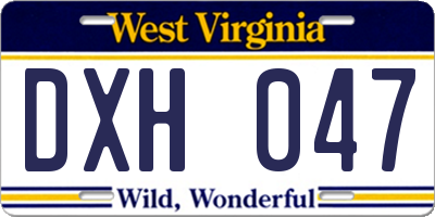 WV license plate DXH047
