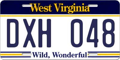 WV license plate DXH048