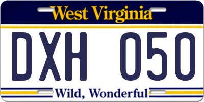 WV license plate DXH050