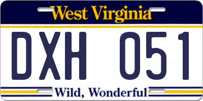 WV license plate DXH051
