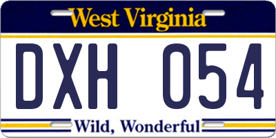 WV license plate DXH054
