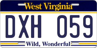 WV license plate DXH059