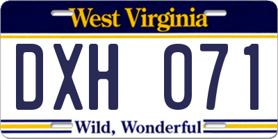 WV license plate DXH071