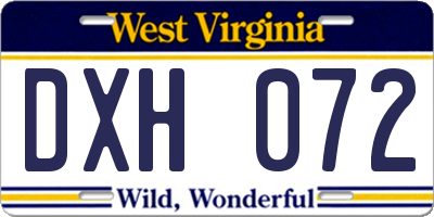 WV license plate DXH072