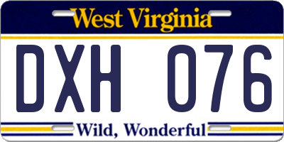 WV license plate DXH076