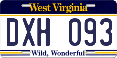 WV license plate DXH093