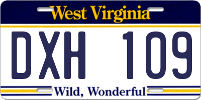 WV license plate DXH109