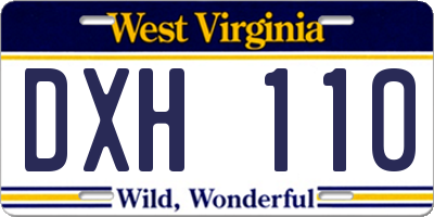 WV license plate DXH110