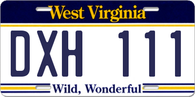 WV license plate DXH111