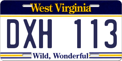 WV license plate DXH113