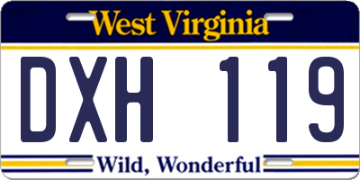 WV license plate DXH119