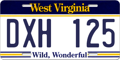 WV license plate DXH125