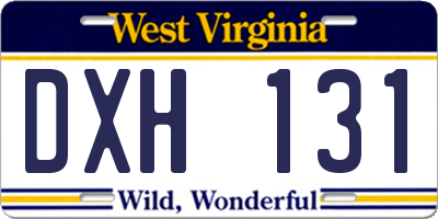 WV license plate DXH131