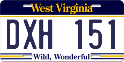 WV license plate DXH151