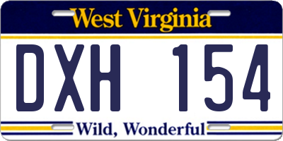 WV license plate DXH154