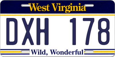 WV license plate DXH178