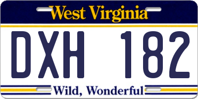 WV license plate DXH182