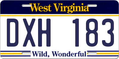 WV license plate DXH183