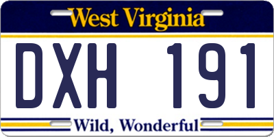 WV license plate DXH191