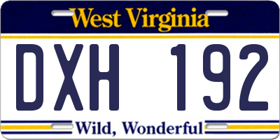 WV license plate DXH192