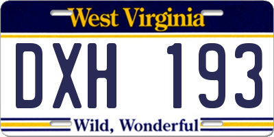 WV license plate DXH193