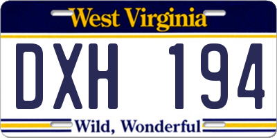 WV license plate DXH194