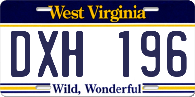 WV license plate DXH196