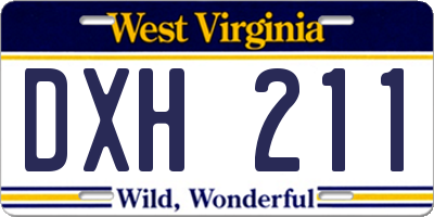 WV license plate DXH211