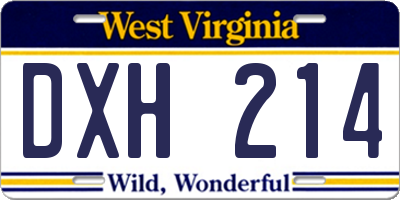 WV license plate DXH214