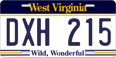 WV license plate DXH215
