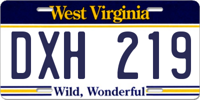 WV license plate DXH219