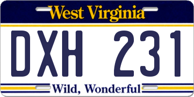 WV license plate DXH231