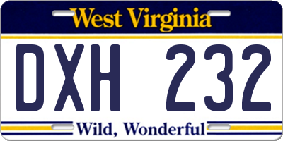 WV license plate DXH232