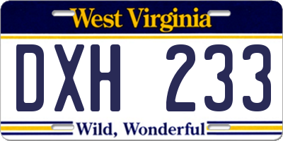 WV license plate DXH233