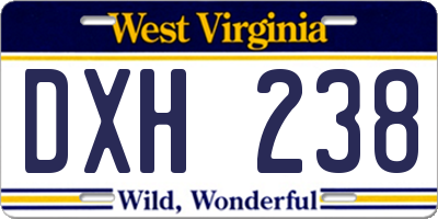 WV license plate DXH238
