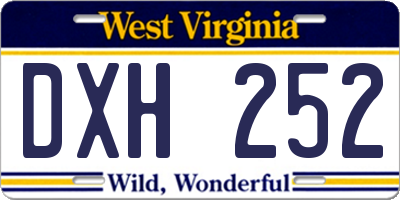 WV license plate DXH252