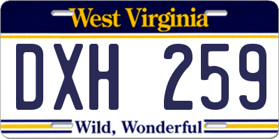 WV license plate DXH259