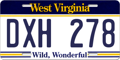 WV license plate DXH278