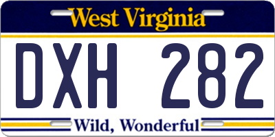WV license plate DXH282