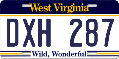 WV license plate DXH287