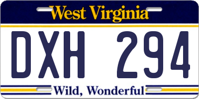 WV license plate DXH294