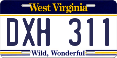 WV license plate DXH311