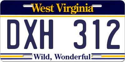 WV license plate DXH312