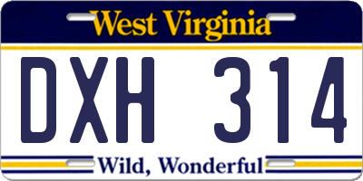 WV license plate DXH314