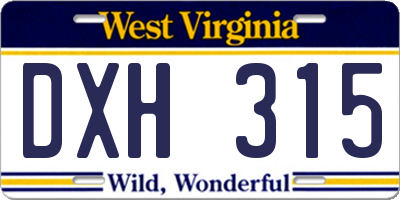 WV license plate DXH315