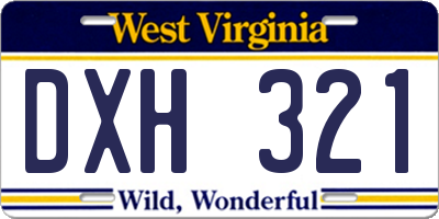 WV license plate DXH321